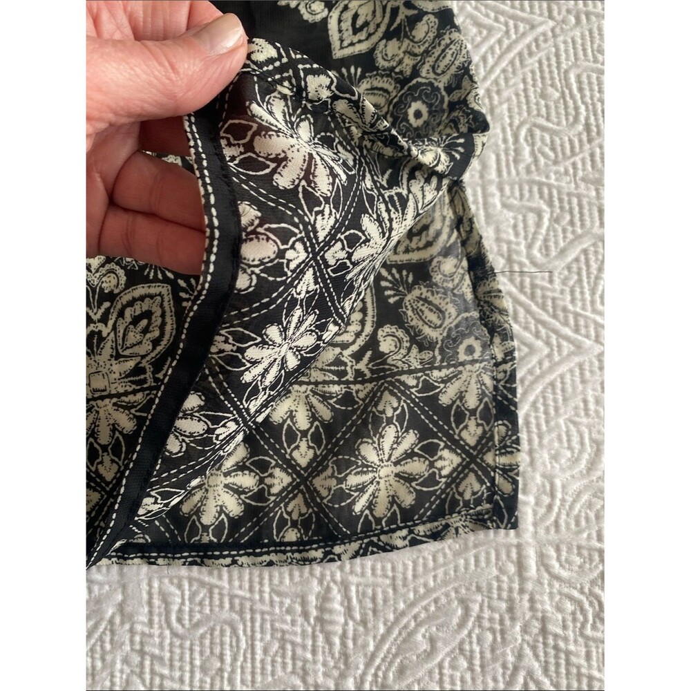 PontoCruz Black & White Lace-Up Boho Swimsuit Cover and Tunic Top Size L - Picture 10 of 11